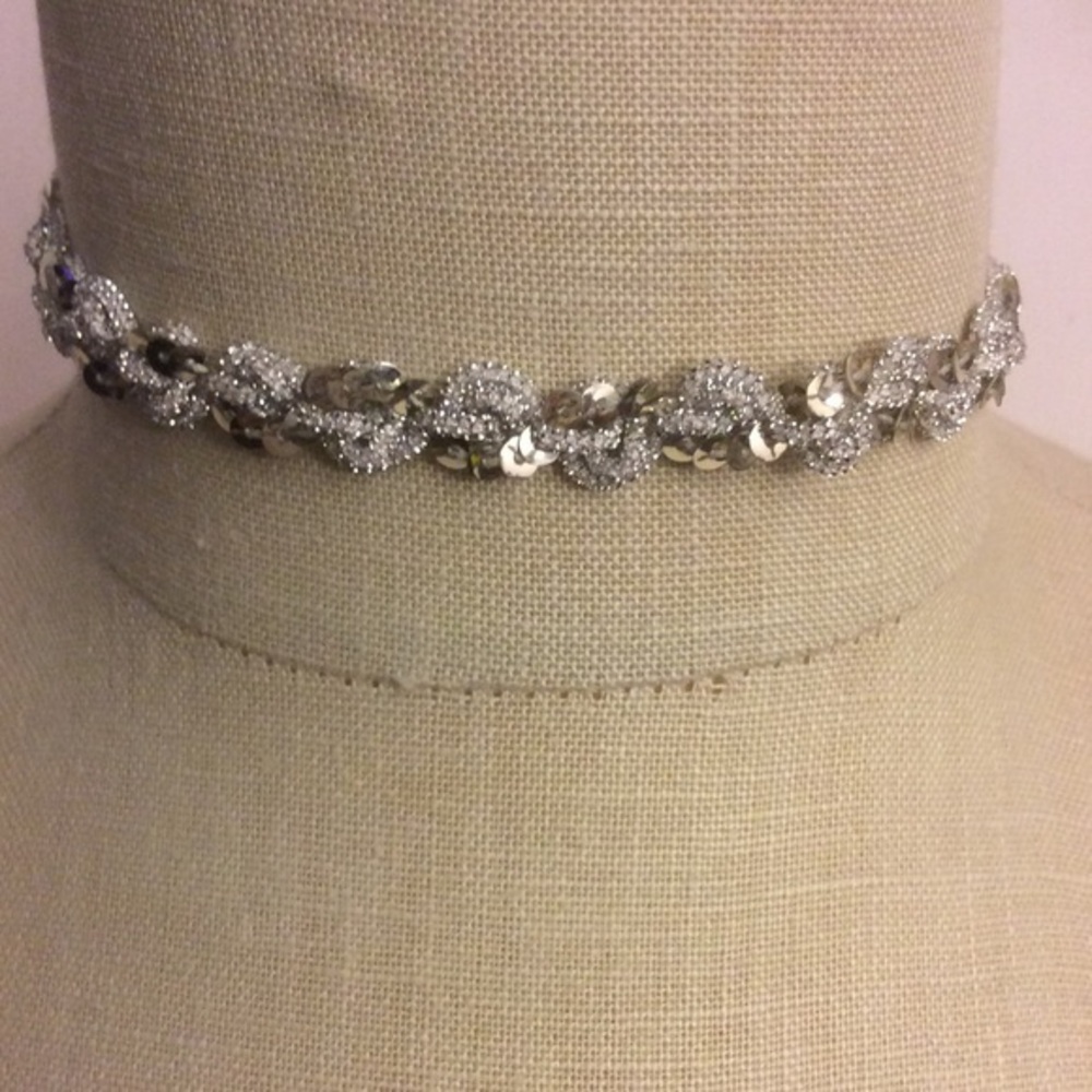 NEW Handmade Silver Thin Lace Choker Necklace